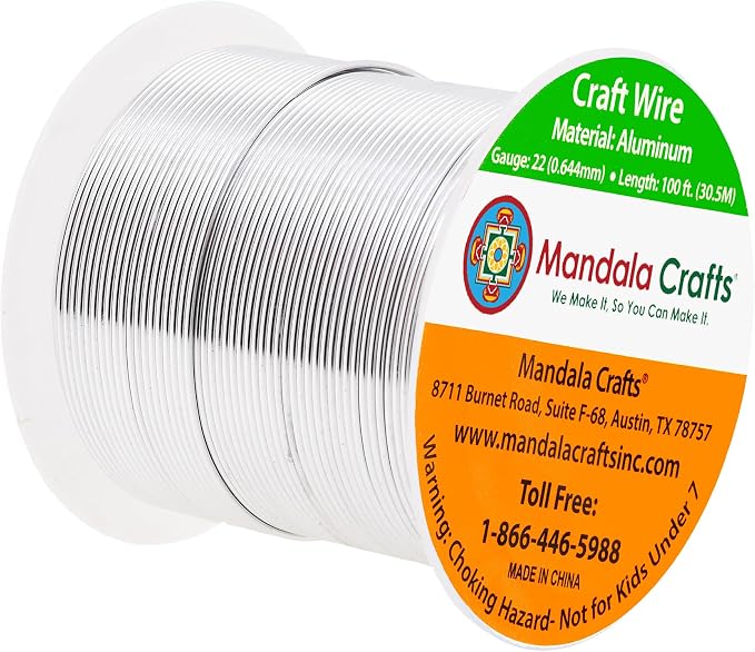 Mandala Crafts 22 Gauge Silver Tone Anodized Aluminum Craft Wire, 100 FT | - Image 2