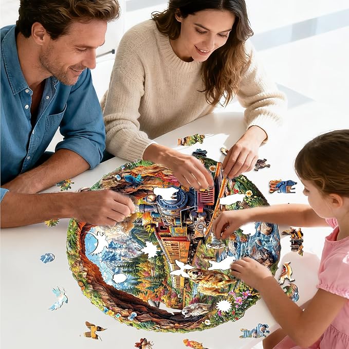KAAYEE Wooden Puzzles for Adults, Dogs Racing Against Trains Wooden Jigsaw - Image 4
