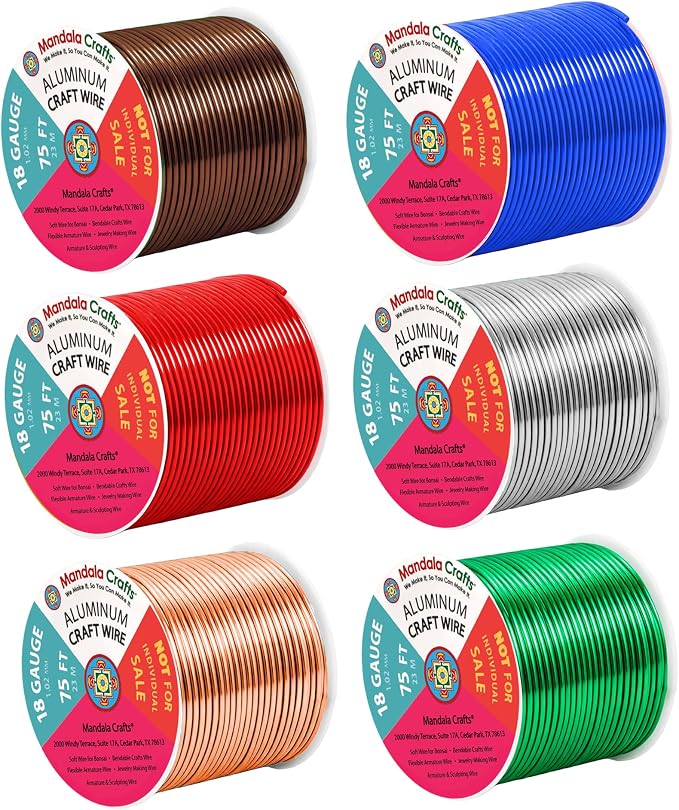 Mandala Crafts 18 GA Green Brown Red Assorted Anodized Aluminum Craft Wire | by MandalaCrafts