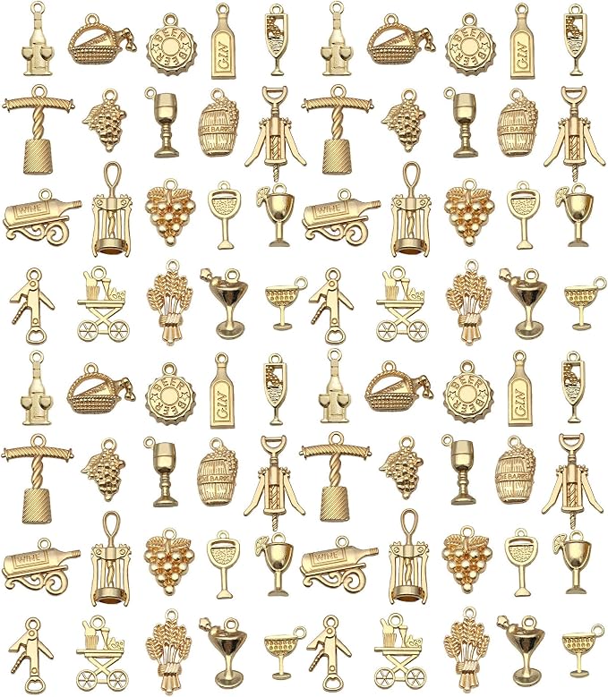 WOCRAFT 60pcs KC Gold Wine Charms Bracelet Charms by WOCRAFT