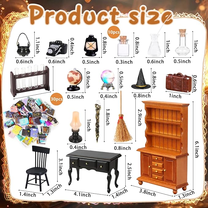 Rileryan 54 Pcs 1:12 Scale Magic Witchy House Kit Halloween Miniatures - Image 2