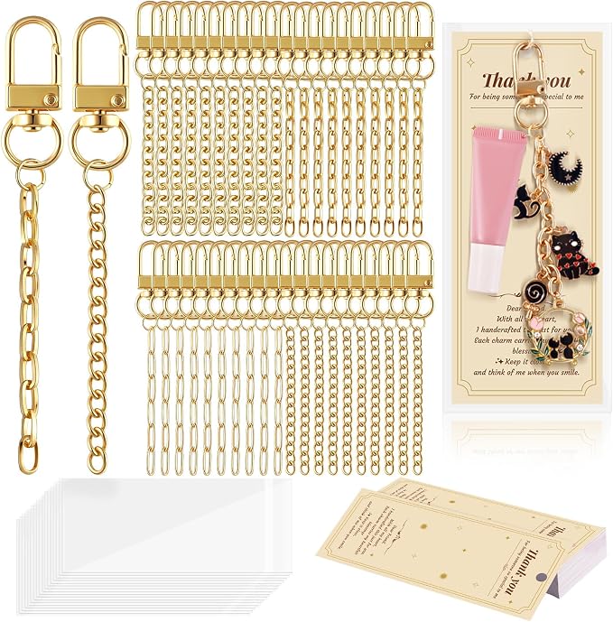 Wurosi 52 Set Lip Gloss Keychain Making Kit, Gift Bags, Thank You Cards by Unknown