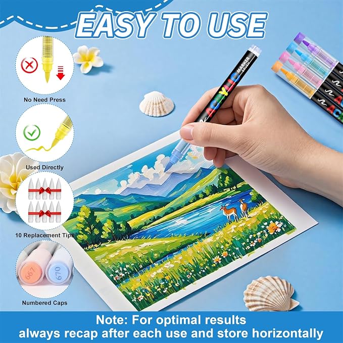 Guangna 240 Acrylic Paint Markers, Brush Tip Acrylic Paint Pens, Quick-Drying - Image 4