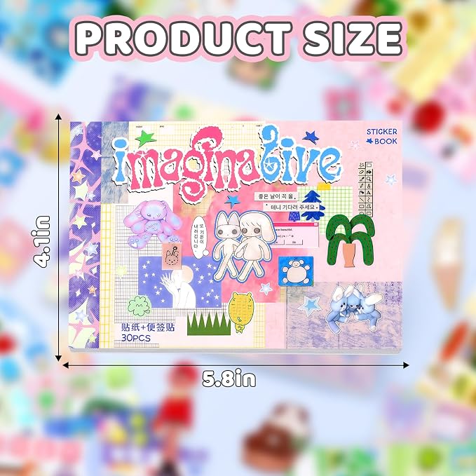 Tmtains 30 Sheets Kawaii Japanese Sticker Book Manga Books Style Writable Note - Image 3