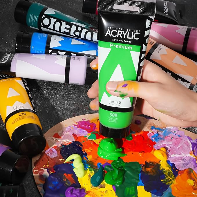 AUREUO Green Light Acrylic Paint, 4 Fl Oz / 120ml Single Tube, Rich Pigment Art - Image 7