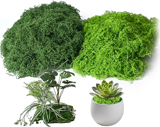 Fake Moss for Plants Indoor, 7OZ Dual-Color Artificial Moss for Crafts by Unknown