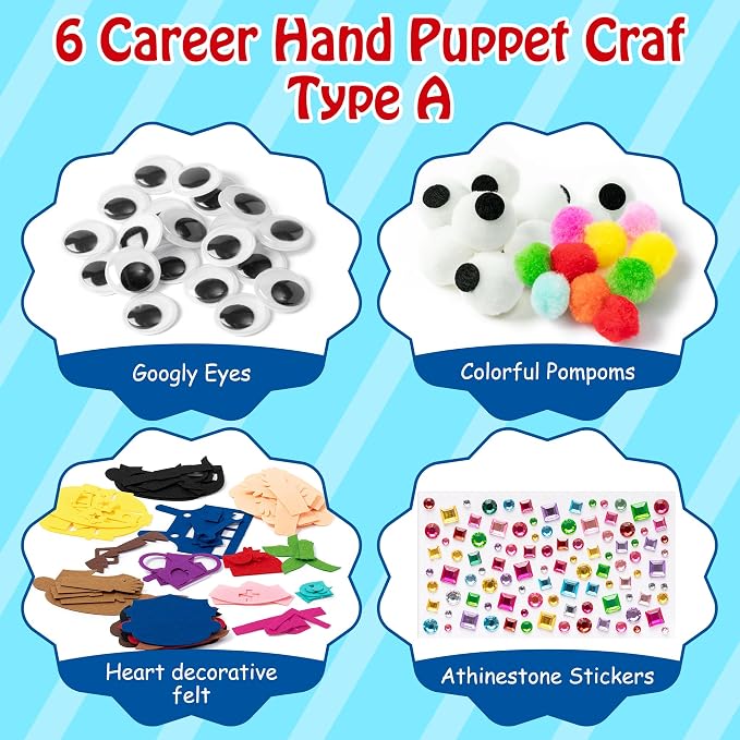 WATINC 6Pcs Hand Puppet Making Kit, Art Craft Felt Sock Puppet Toys, Creative - Image 2