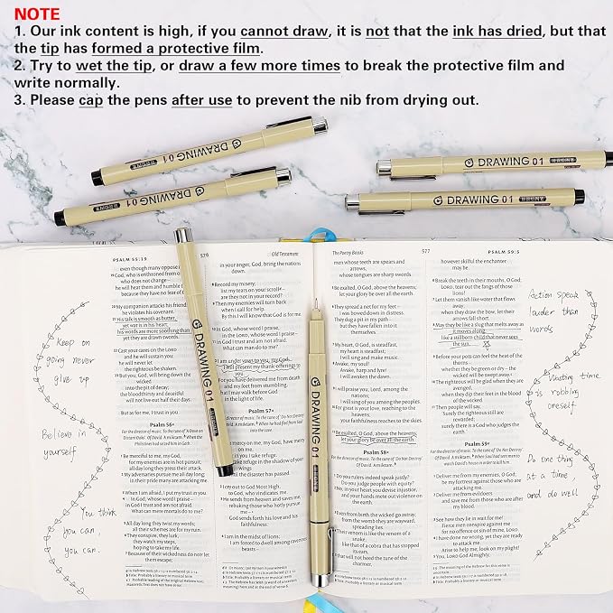 Muchcute Extra Fine Point Writing Pens:6 Black 0.25mm Ultra Thin Micron Pen 01 - Image 5