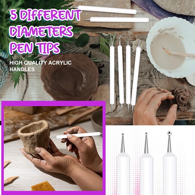 Ashmacdo 20 Pcs Dotting Tools for Painting, Ball Embossing Stylus for Transfer - Image 3