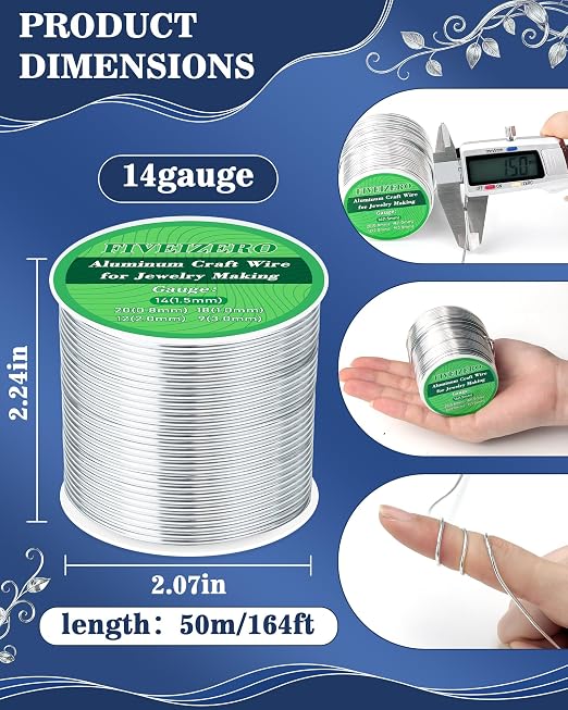 FIVEIZERO 14 Gauge Aluminum Craft Wire 164ft, Armature Wire - Image 2