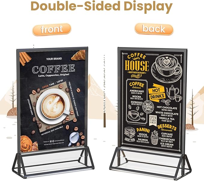 6 Pcs Acrylic Sign Holder 8.5X11 Double-Sided Black Picture Frame | Acrylic - Image 3