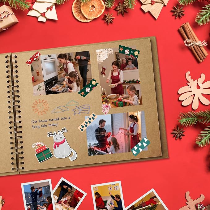 Scrapbook 7x7 Inch DIY Scrapbook Album Hardcover Kraft Paper Scrap Book Photo - Image 9