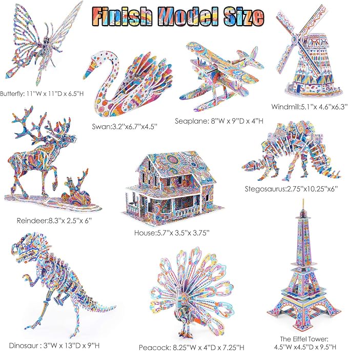 BEARUN 3D Coloring Puzzle Set, Arts and Crafts - Image 5