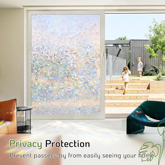 LUTE Rainbow Window Privacy Film, Stained Glass Cling, 23.6" x 78.7" | 3D - Image 4