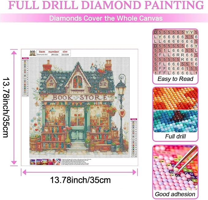 EIBEILI Diamond Painting Kits for Adults, Book Store 5D Diamond Art Kits for - Image 3