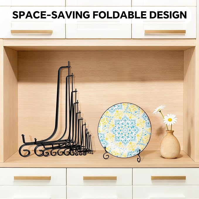 Artliving Plate Stands for Display, 12 Inch Black Iron Easel Plate Display - Image 6