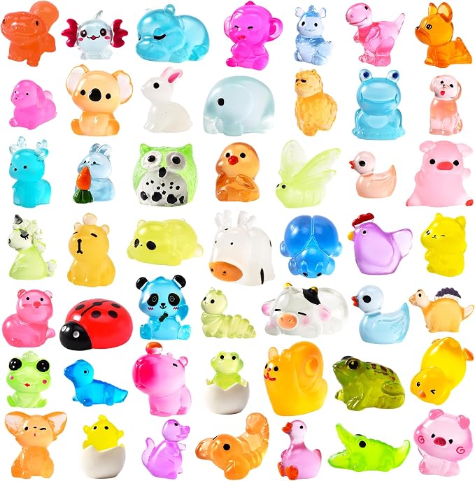 64PCS Luminous Mini Resin Animals Bulk, 64 Styles Glow in The Dark Tiny Little by Unknown