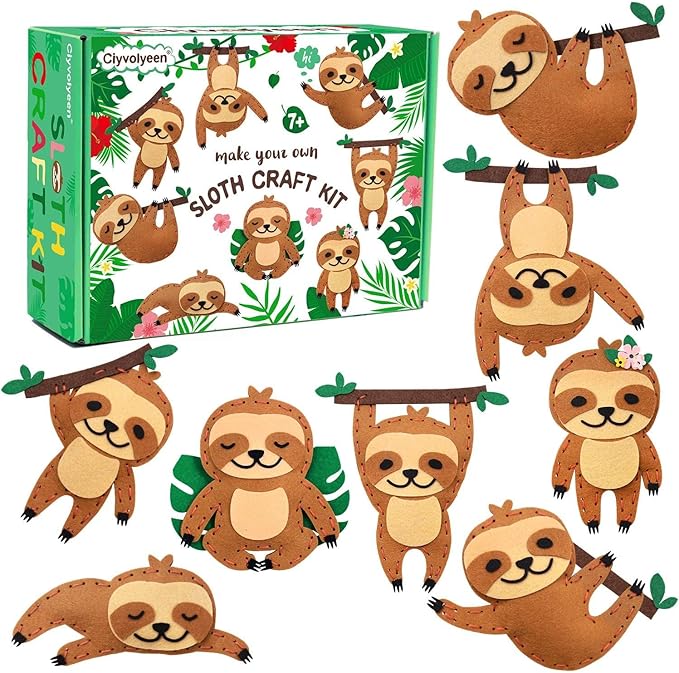 CiyvoLyeen Kids Sewing Kit Crafts – DIY Sloth & Jungle Animal Felt Crafts by CiyvoLyeen