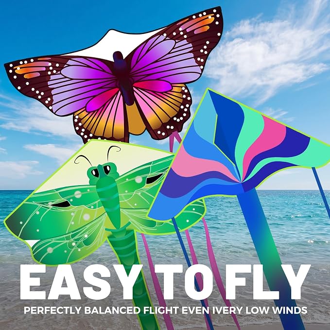 3 Pack Large Kites, Butterfly Delta Dragonfly Kites Easy to Fly | - Image 4