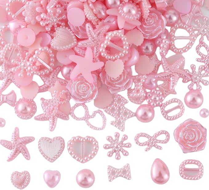 Chenkou Craft Pink Random 100g/lot 4-20mm Half Round Imitation Pearls Seastar by ChenkouCraft