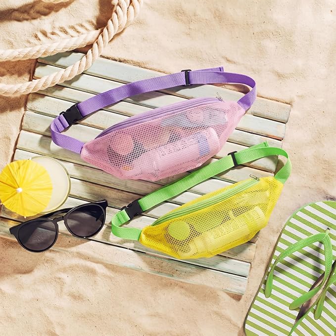 Hsei 2 Pcs Mesh Shell Bags for Beach Shelling Seashell Collecting Fanny Pack - Image 6