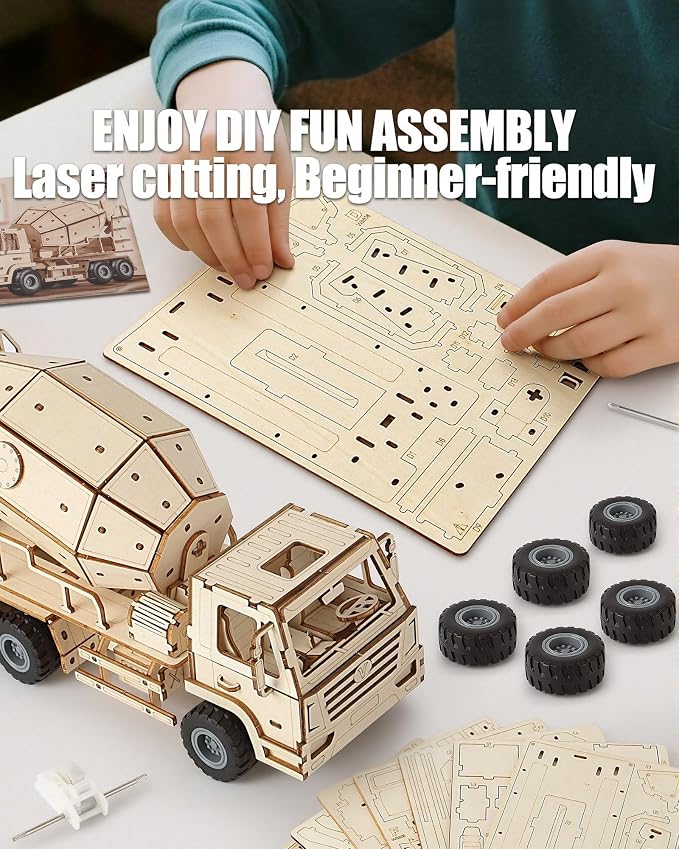 3D Wooden Puzzles Cement Mixer Truck - Image 6