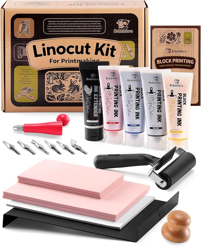 Bobblebro Linoleum Blocks for Printmaking, Stamp Making Carving Linocut Kit for by Unknown