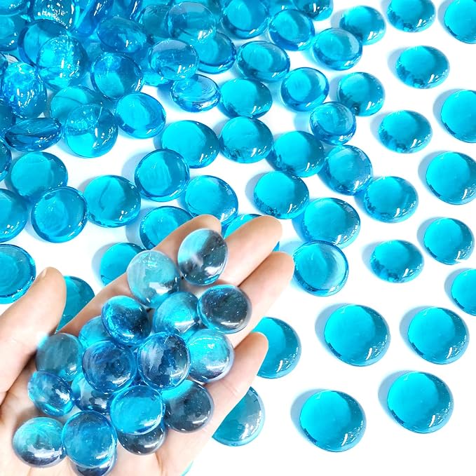FANTIAN 5Lb Blue Flat Glass Marbles by FANTIAN-GardeningMakesLifeBetter