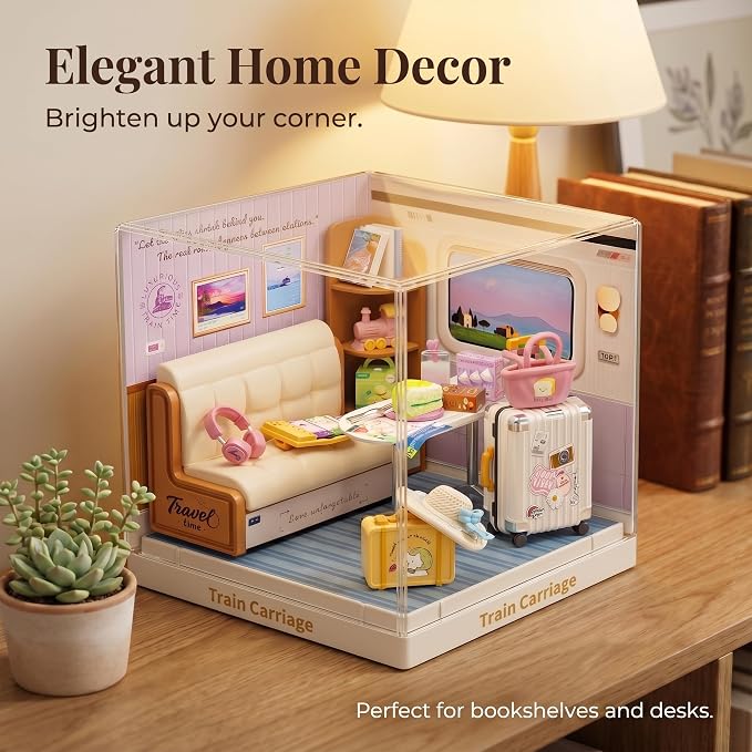 Train Carriage Miniature House Kit, Plastic DIY Dollhouse - Image 6