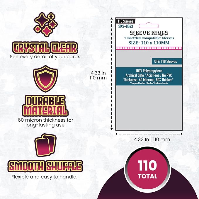 Sleeve Kings Unsettled Compatible Card Sleeves – 110 Pack, 110 x 110 mm - Image 4