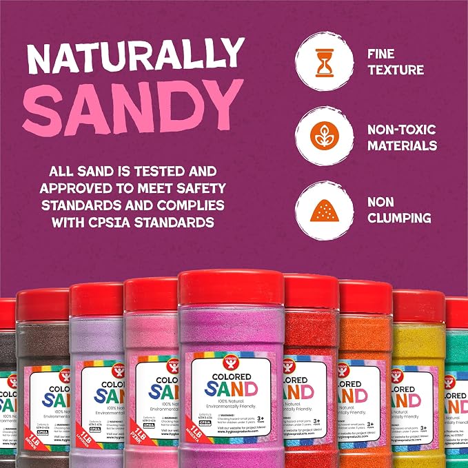 Hygloss Colored Sand for Crafts – 1 lb Bottle, Bright Rainbow – Vibrant - Image 5