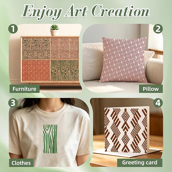 Geometric Texture Stencils for Crafts Reusable 16Pcs Stencils | DIY Art - Image 5