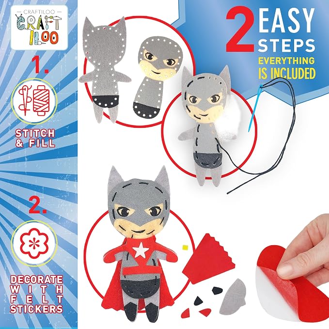Superhero Sewing Kits for Little Kids 5 Easy Projects for Children Beginners - Image 5