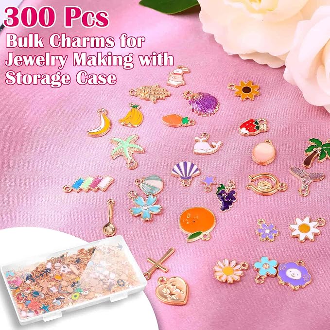 Acejoz 300Pcs Charms for Jewelry Making, Wholesale Bulk Assorted Gold-Plated - Image 3