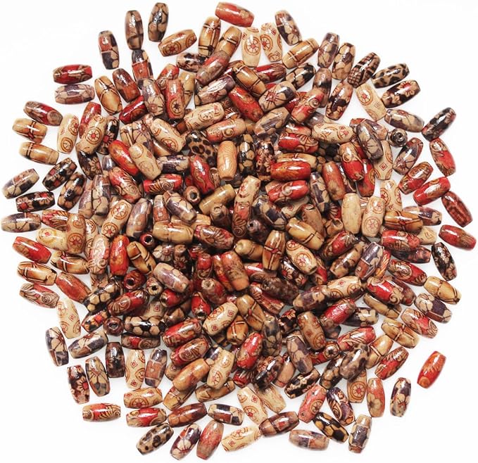 300pcs Mixed Painted Barrel Wood Spacer Beads, BetterJonny 15 * 7mm Oval by BetterJonny