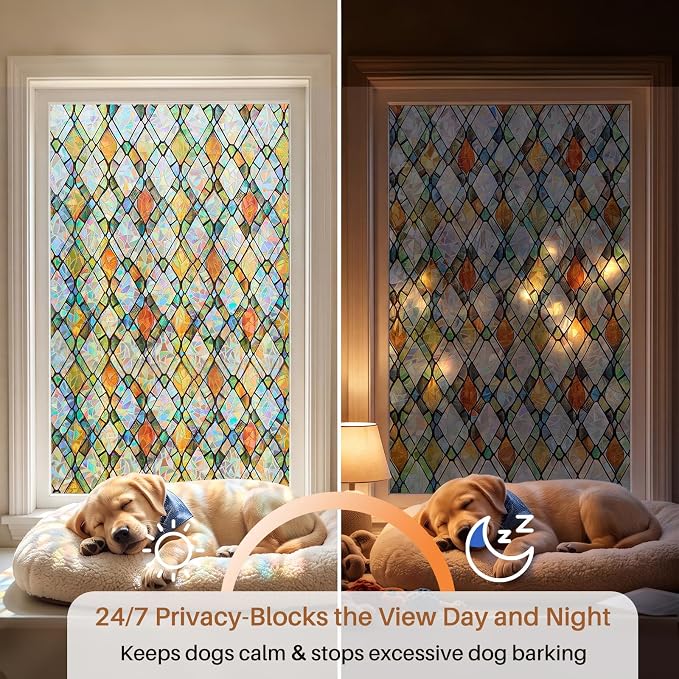 Window Privacy Film, Stained Glass Static Cling Rainbow Stickers 17.5" x - Image 6