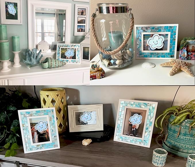 Beach Picture Frame 6x8, Mother of Pearl Photo Frame, Mosaic Glass 6 by 8 - Image 5