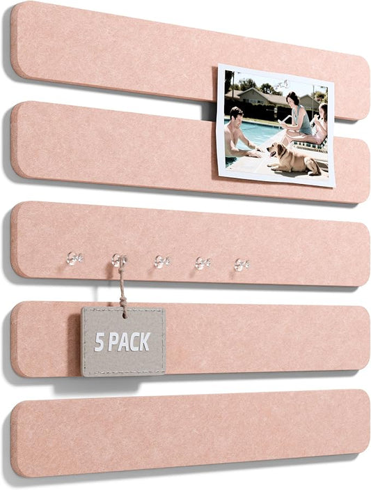 Fluxynara Cork Board Alternative Felt Strip Board 5-Pack 13"x2", Office Pin by FLUXYNARA