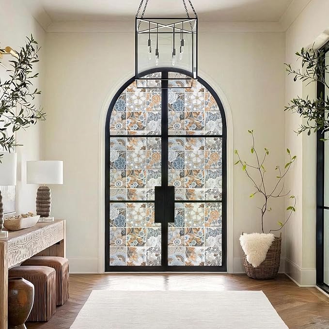 DKTIE Vintage Nature Art Tile Seamless Pattern Bathroom Window Privacy Film - Image 5