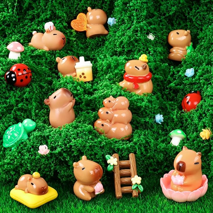 33 Pcs Mini Capybara Figurines 25 Style Adorable Resin Capybaras Miniatures - Image 4