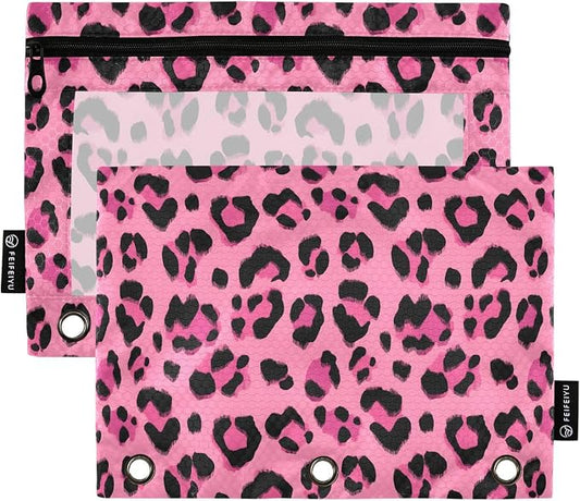 Hot Pink Black Leopard Print Pencil Pouch by BOENLE-WELCOMEYOURCOMING