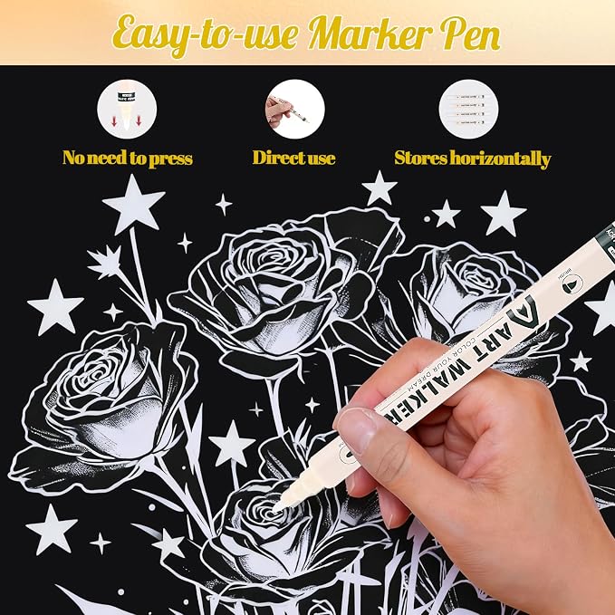 Thboxes 10 Pack Paint Markers, Dual-Tip Acrylic Paint Pen Fine Tip and Brush - Image 4