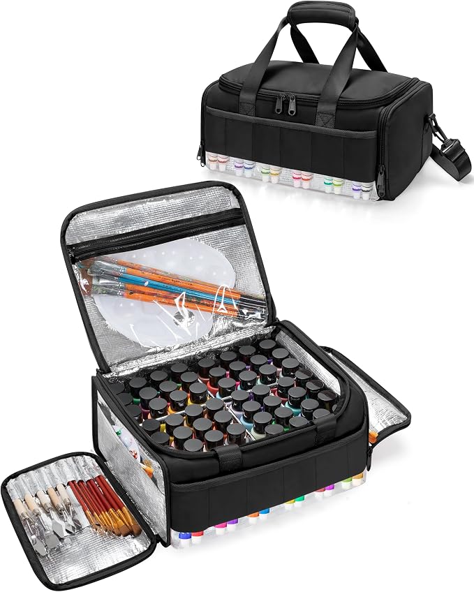 Marscamd Acrylic Paint Organizer Holds 60 Bottles, Acrylic Paint Storage Bag by Marscamd