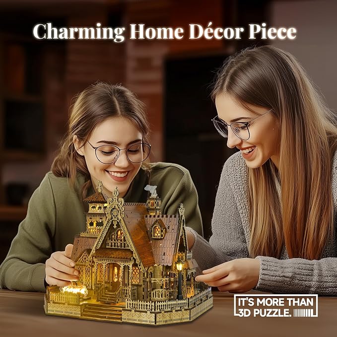 FUNPOLA 3D Wood Puzzle Countryside Cottage Model - Image 6