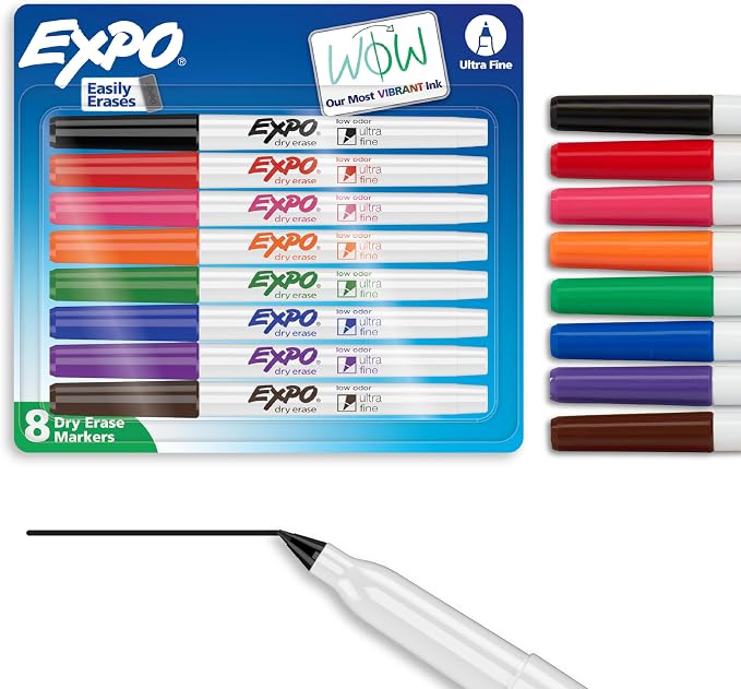 EXPO Dry Erase Markers, Low Odor Ink, Ultra Fine Tip, Organization, School by Unknown