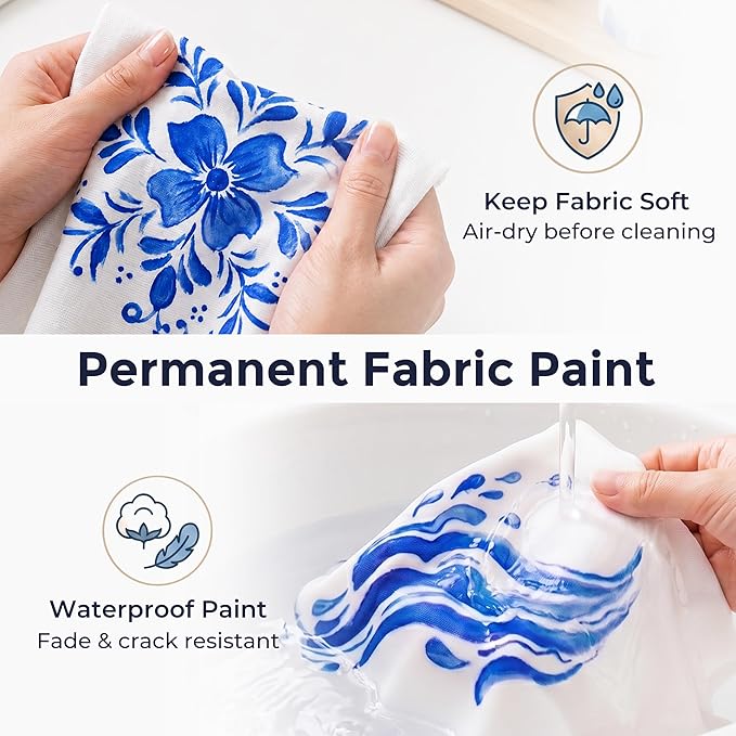 Nicpro Blue Fabric Paint with Pump, 33.8 fl oz Large Fabric Paint - Image 4