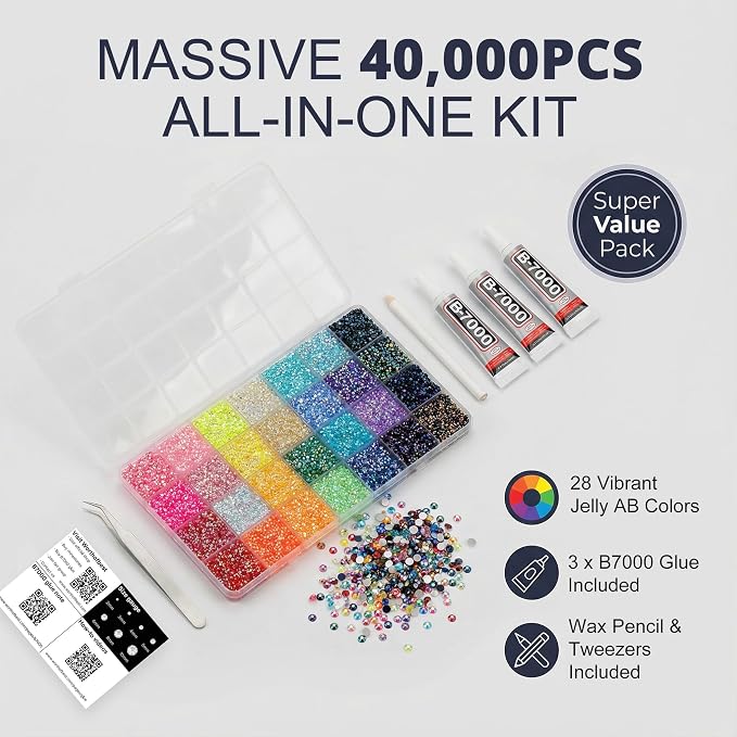40000Pcs 3MM Rhinestones for Bedazzling, Bedazzler Kit Gems Stones Jelly Resin - Image 2