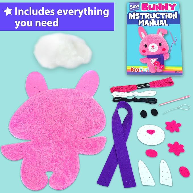 KRAFUN Bunny Sewing Kit for Kids Ages 8-12 - Image 3