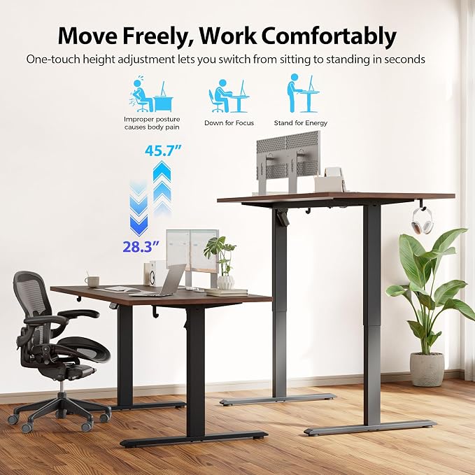 Agilestic Electric Standing Desk, 63 x 28 Inches Height Adjustable Desk - Image 7