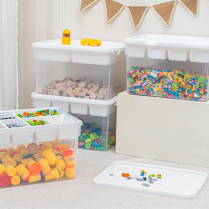 Citylife 32QT 2-Pack Clear Craft Storage Box Buildable Lid Removable Tray | - Image 8
